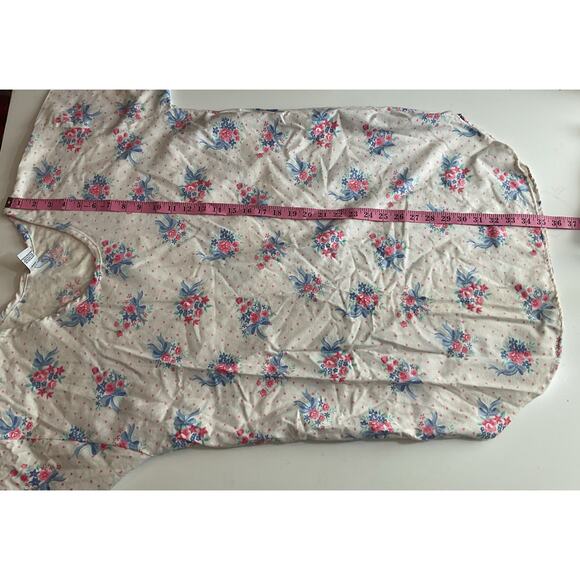 Vintage Anne Stuart Flannel Night Shirt Large White Multi Granny Core - Picture 4 of 6